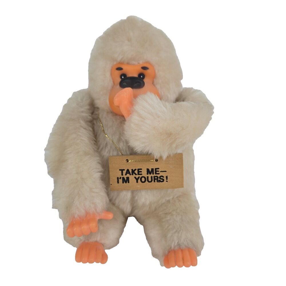 Vtg Fun World 7.5 Inch Thumb Sucking Gorilla Plush Toy Take Me I'm‎ Yours